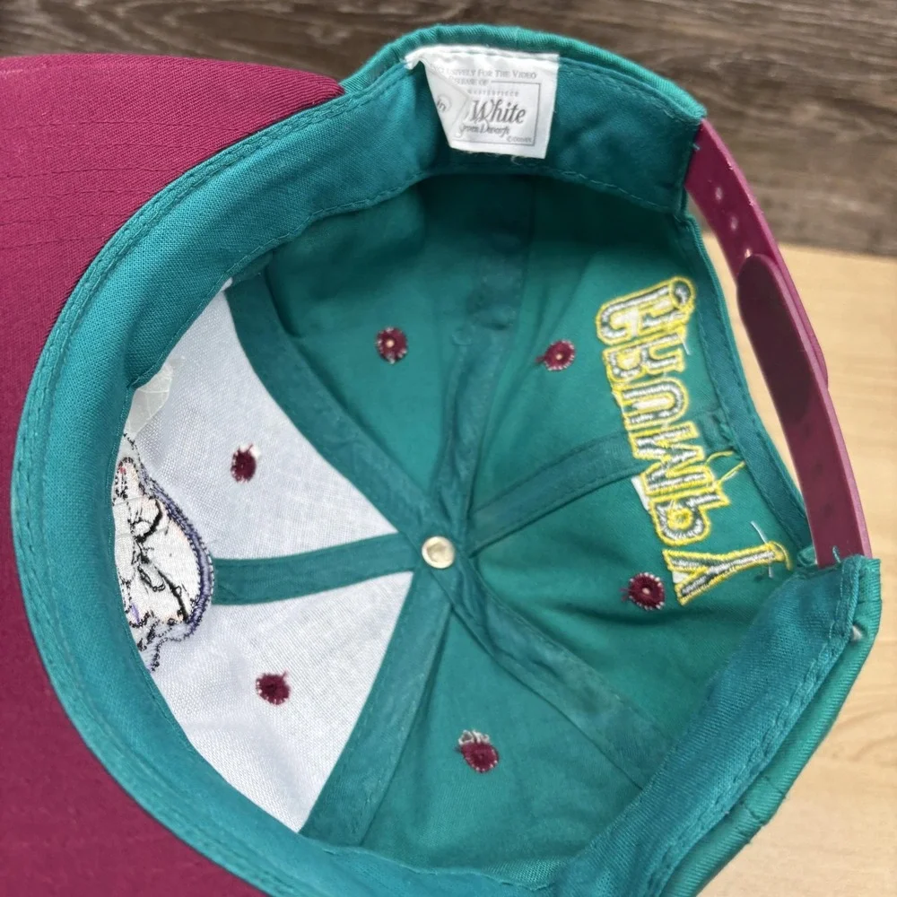 Vintage Disney Grumpy Hat Cap Snap Back Youth‎ Teal Purple Snow White 1990s